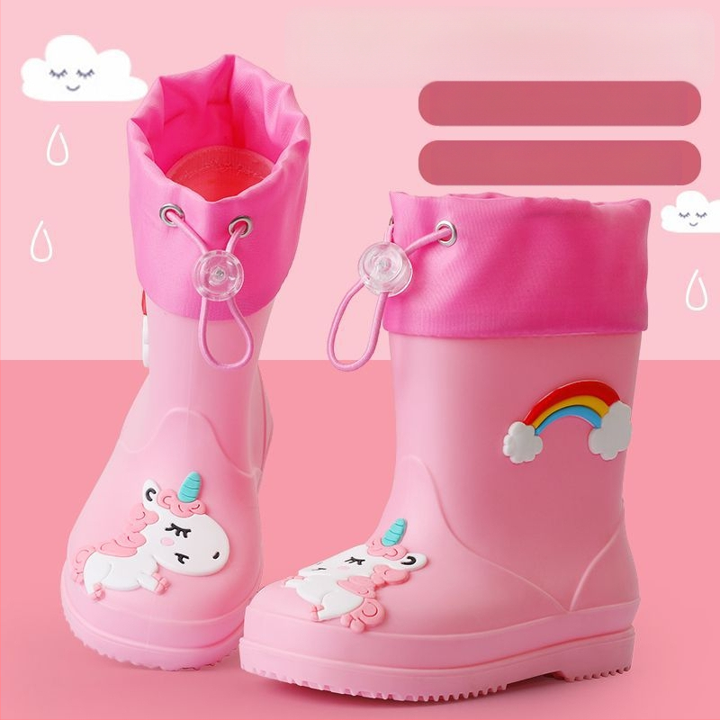 Παιδικές μπότες νερού για αγόρια και κορίτσια, παιδικά παπούτσια νερού με κινούμενα σχέδια, χαριτωμένες παιδικές μπότες νερού, αντιολισθητικά ζεστά αδιάβροχα παπούτσια φοιτητών