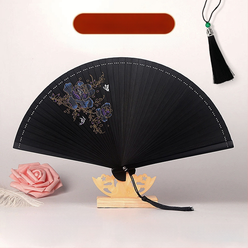 Täisbambusest kokkupandav ventilaator, uus hiina stiilis, rahvuslikus stiilis miniventilaator, iidse stiiliga cheongsam, väike kokkupandav ventilaator, retro kaasaskantav kokkupandav hulgimüük