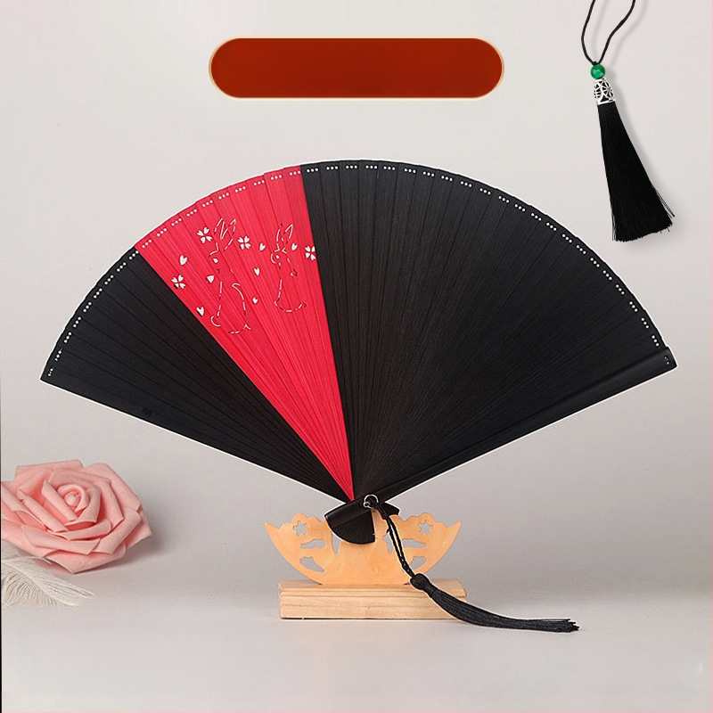 Täisbambusest kokkupandav ventilaator, uus hiina stiilis, rahvuslikus stiilis miniventilaator, iidse stiiliga cheongsam, väike kokkupandav ventilaator, retro kaasaskantav kokkupandav hulgimüük