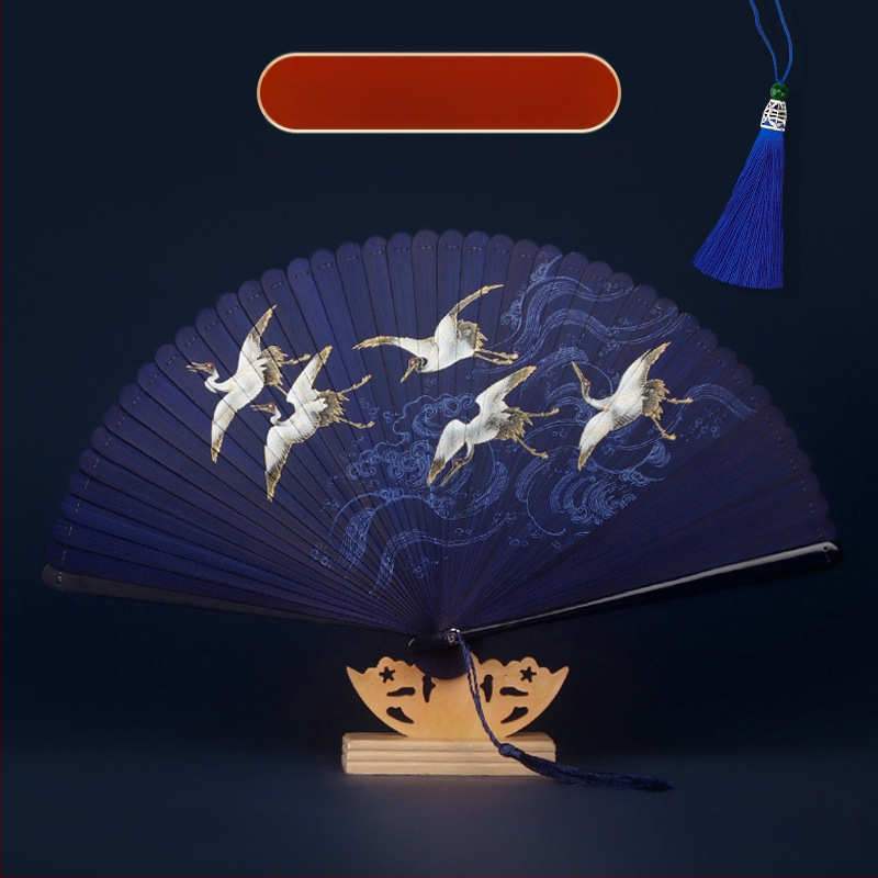 Täisbambusest kokkupandav ventilaator, uus hiina stiilis, rahvuslikus stiilis miniventilaator, iidse stiiliga cheongsam, väike kokkupandav ventilaator, retro kaasaskantav kokkupandav hulgimüük