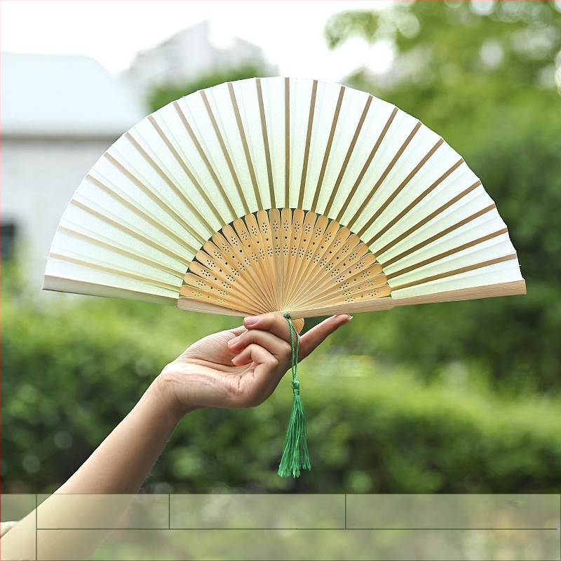 Täisbambusest kokkupandav ventilaator, uus hiina stiilis, rahvuslikus stiilis miniventilaator, iidse stiiliga cheongsam, väike kokkupandav ventilaator, retro kaasaskantav kokkupandav hulgimüük