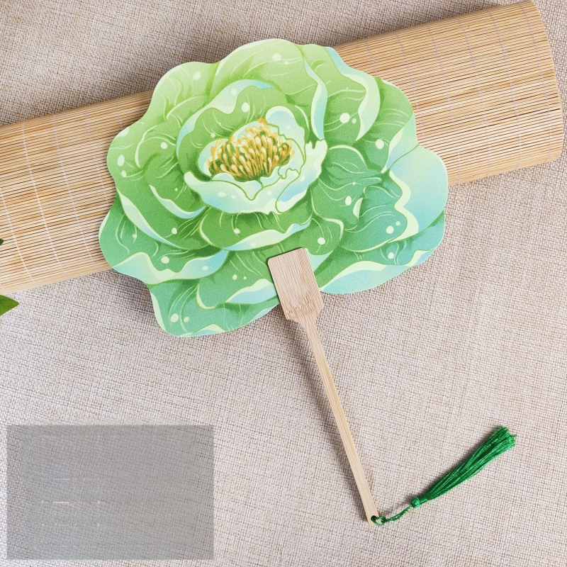 Ветрило с цвят на божур от Луоян, ветрило с форма на цвете в древен стил, културно и творческо място за фотографиране на живописни места в национален стил, персонализиране на ветрило за танцови занаяти