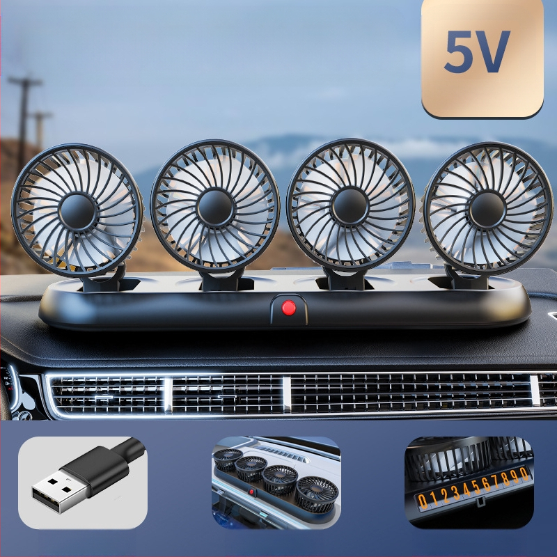 Uus autoventilaator neljapeaga auto elektriline ventilaator 360 pöörlev kokkupandav tugev külmutusseadmetega miniveoauto väike ventilaator