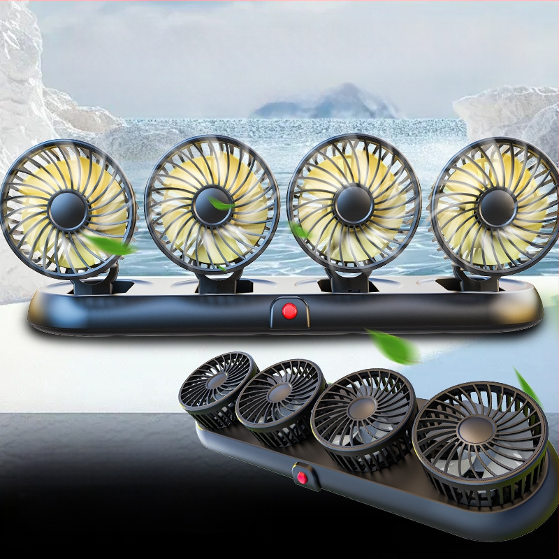 Uus autoventilaator neljapeaga auto elektriline ventilaator 360 pöörlev kokkupandav tugev külmutusseadmetega miniveoauto väike ventilaator