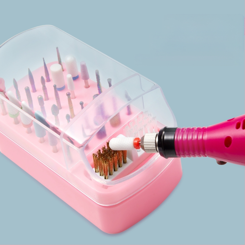 Sandėlyje yra 30 skylių poliravimo galvutės valymo dėžutė, 100 skylių kvadratinė nagų šlifavimo galvutė, dulkėms atsparus permatomas stovas.