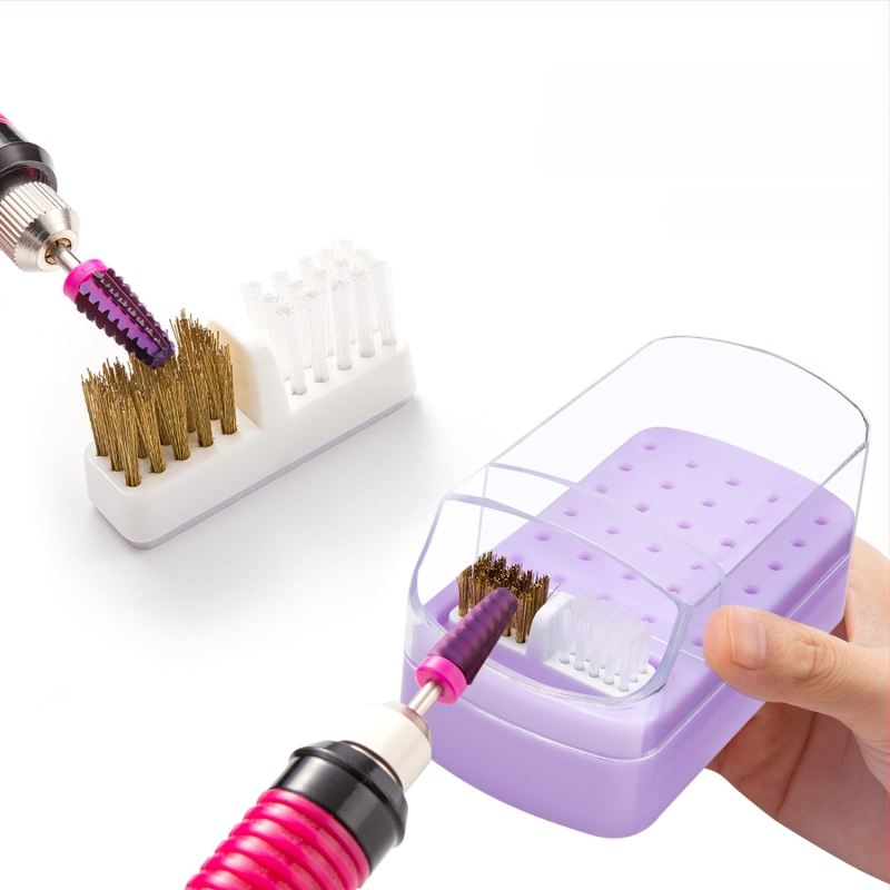 Sandėlyje yra 30 skylių poliravimo galvutės valymo dėžutė, 100 skylių kvadratinė nagų šlifavimo galvutė, dulkėms atsparus permatomas stovas.