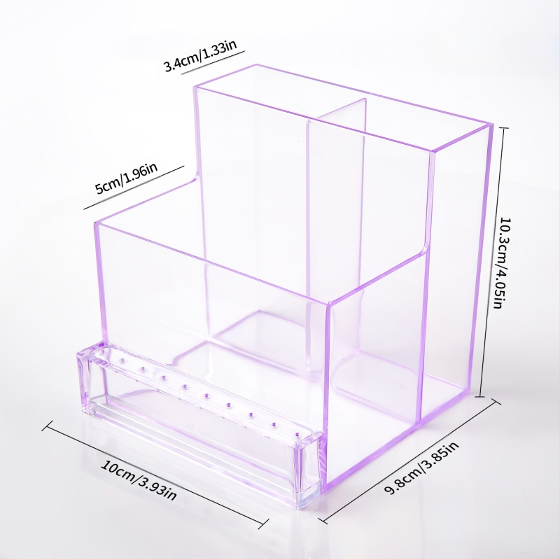 Sandėlyje yra 30 skylių poliravimo galvutės valymo dėžutė, 100 skylių kvadratinė nagų šlifavimo galvutė, dulkėms atsparus permatomas stovas.