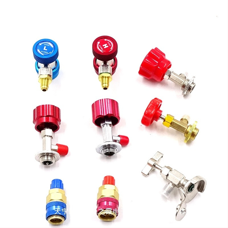 Automobiļa gaisa kondicionieris plus freona savienotāja aukstumaģenta pudeļu attaisāmā instrumentu piederumi augsta un zema spiediena savienotāja blīvgredzena spiediena mērītājs