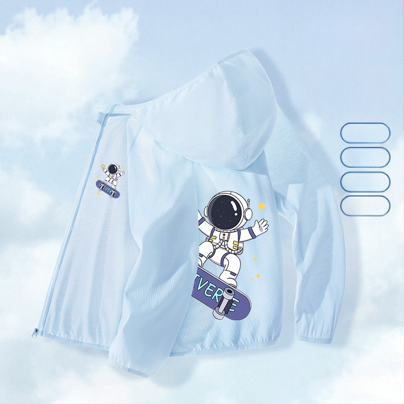 Berniukų drabužiai nuo saulės, 2025 m. vasarai, nauja universali striukė, skirta vaikams, skirtiems lauko sportui, nuo saulės, berniukiški kvėpuojantys vasaros drabužiai.