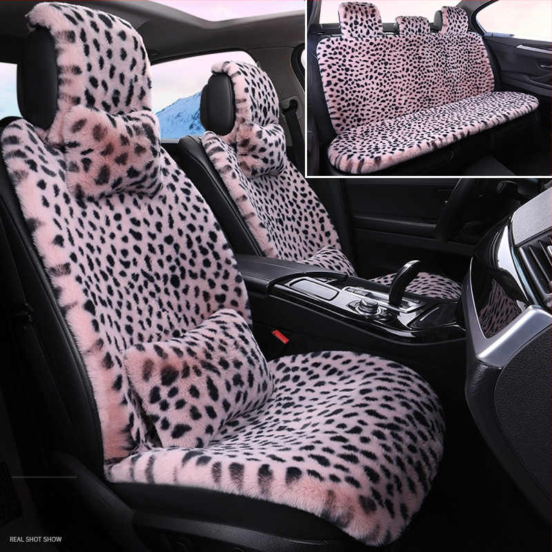 Talvine autoistmepadi Leoparditrükiga istmepadi Pehme viiekohaline auto universaalne istmesoojendus Dalian autoistmepadja kate