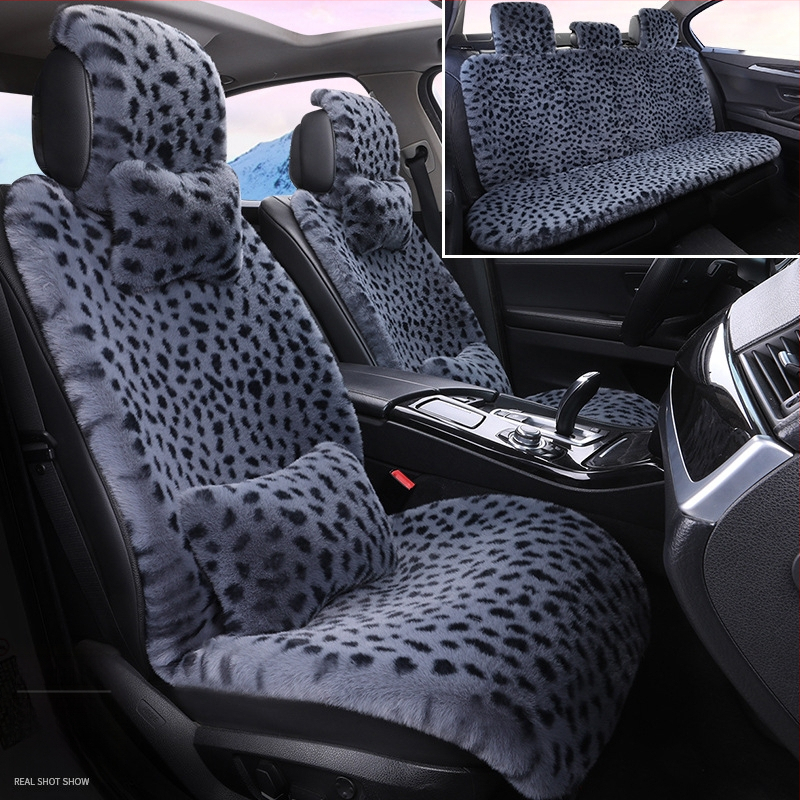 Talvine autoistmepadi Leoparditrükiga istmepadi Pehme viiekohaline auto universaalne istmesoojendus Dalian autoistmepadja kate