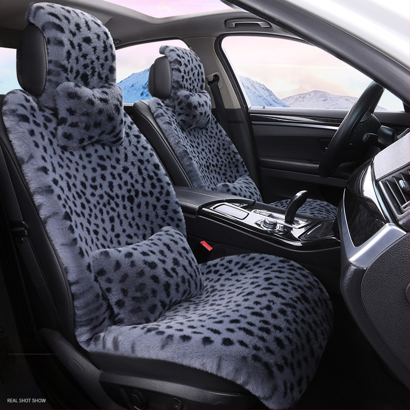 Talvine autoistmepadi Leoparditrükiga istmepadi Pehme viiekohaline auto universaalne istmesoojendus Dalian autoistmepadja kate