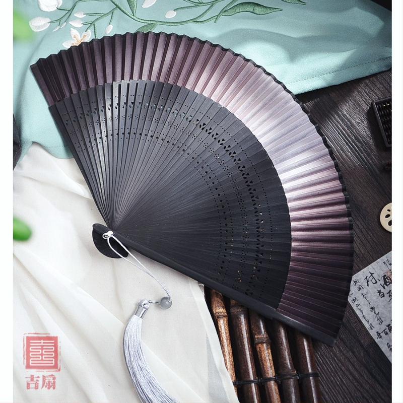 Hele Zhu ühevärviline gradientventilaator Uus hiina hommikukleidi fotograafia rekvisiidid Klassikaline kokkupandav ventilaator Interneti kuulsuste pulmapruut hiina stiilis