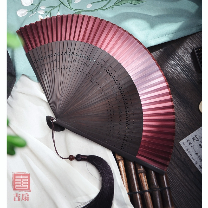 Hele Zhu ühevärviline gradientventilaator Uus hiina hommikukleidi fotograafia rekvisiidid Klassikaline kokkupandav ventilaator Interneti kuulsuste pulmapruut hiina stiilis