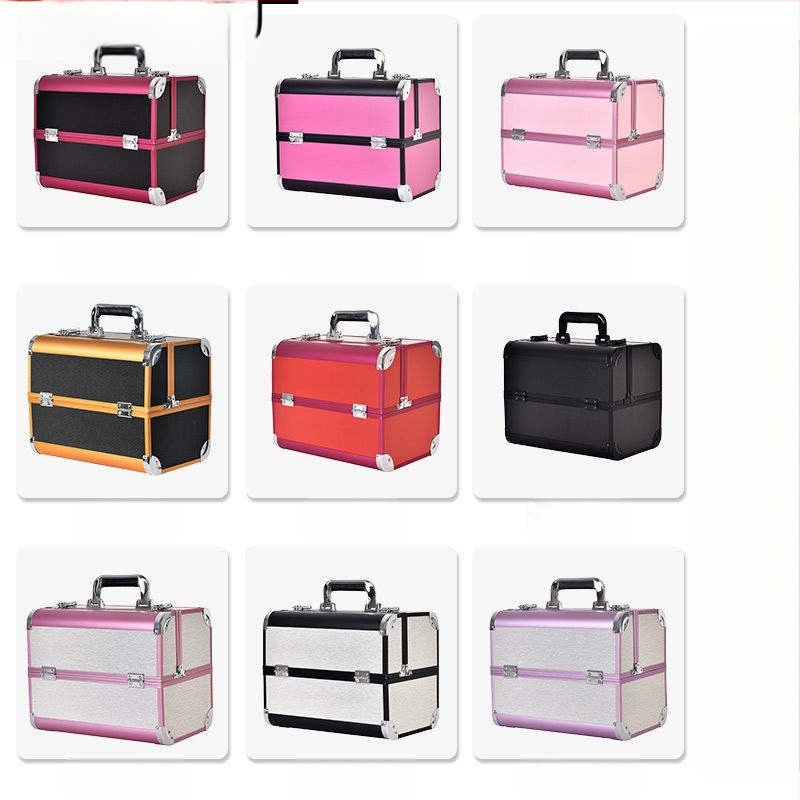 Nešiojama didelės talpos makiažo dėžutė, profesionali manikiūro ir blakstienų pusiau ilgalaikių tatuiruočių įrankių dėžutė, vizažisto ir makiažo laikymo dėžutė