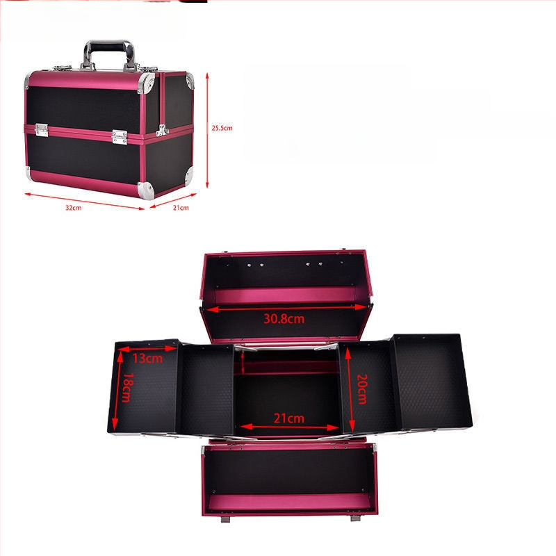 Nešiojama didelės talpos makiažo dėžutė, profesionali manikiūro ir blakstienų pusiau ilgalaikių tatuiruočių įrankių dėžutė, vizažisto ir makiažo laikymo dėžutė