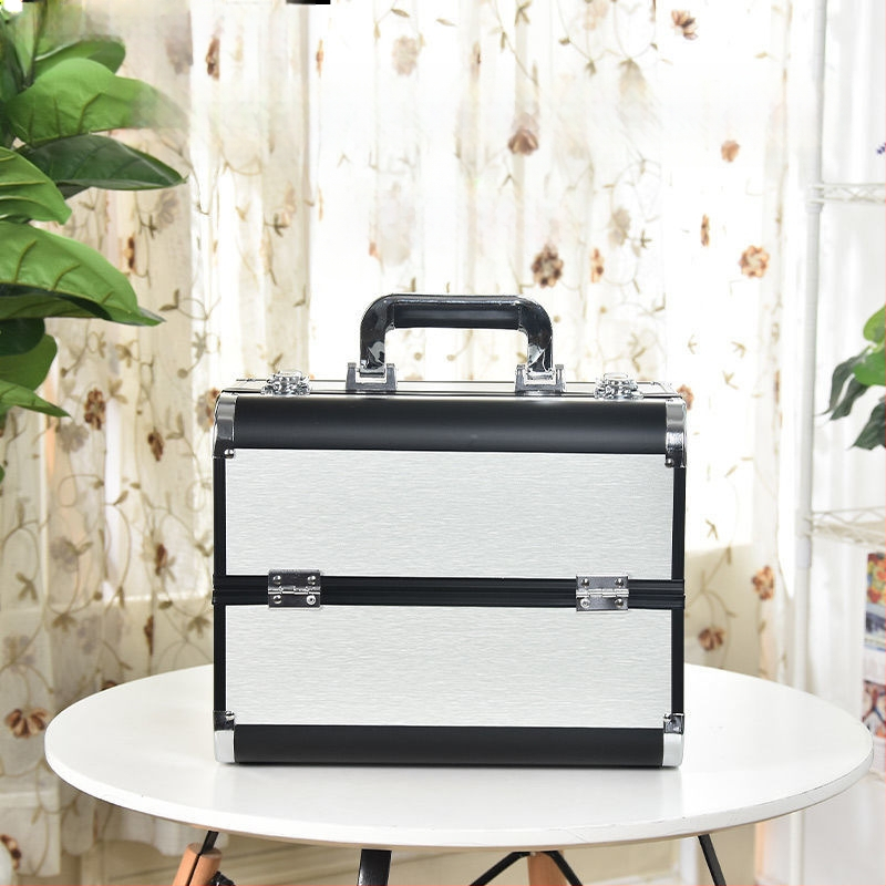 Nešiojama didelės talpos makiažo dėžutė, profesionali manikiūro ir blakstienų pusiau ilgalaikių tatuiruočių įrankių dėžutė, vizažisto ir makiažo laikymo dėžutė