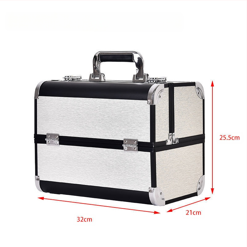 Nešiojama didelės talpos makiažo dėžutė, profesionali manikiūro ir blakstienų pusiau ilgalaikių tatuiruočių įrankių dėžutė, vizažisto ir makiažo laikymo dėžutė