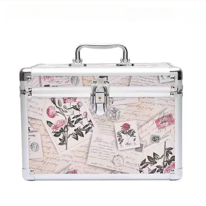 Nešiojama didelės talpos makiažo dėžutė, profesionali manikiūro ir blakstienų pusiau ilgalaikių tatuiruočių įrankių dėžutė, vizažisto ir makiažo laikymo dėžutė