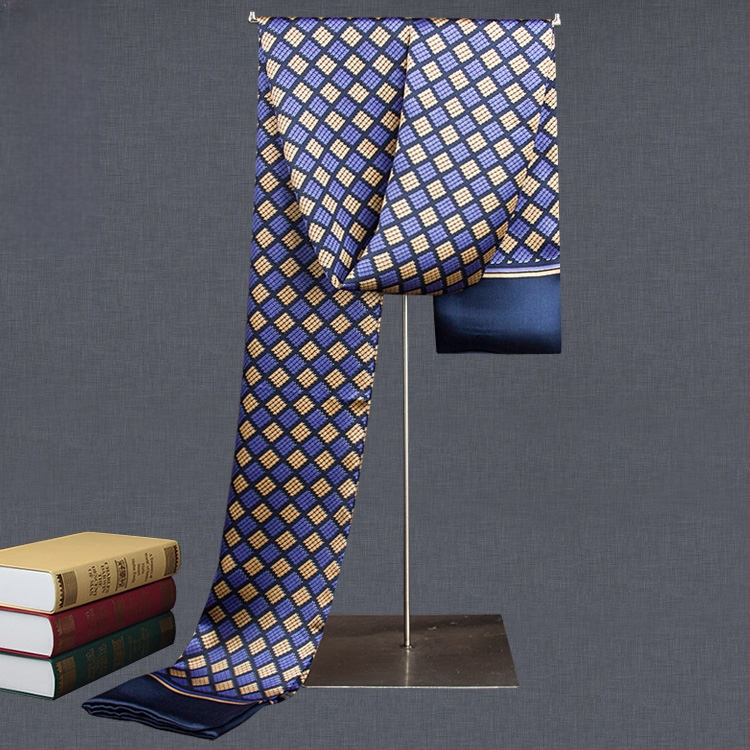 100% zīdkoka zīda vīriešu šalle, divslāņu zīda šalle, rūtaina, vīriešu angļu stila pusmūža un vecu vīriešu šalle, rudens un ziemas plāna