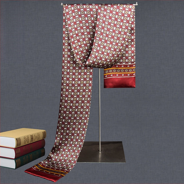 100% zīdkoka zīda vīriešu šalle, divslāņu zīda šalle, rūtaina, vīriešu angļu stila pusmūža un vecu vīriešu šalle, rudens un ziemas plāna