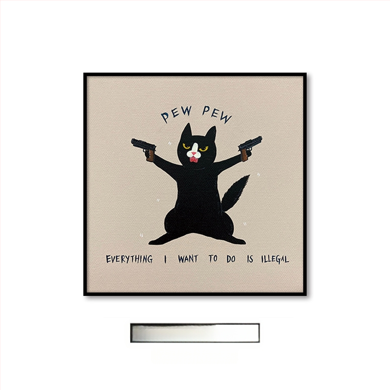 Холна висяща картина с карикатура, сладка карикатура, забавни инсайдове с животни, котка, детска стая, спалня, декоративен стенопис.