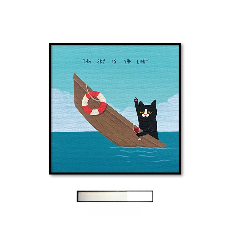 Холна висяща картина с карикатура, сладка карикатура, забавни инсайдове с животни, котка, детска стая, спалня, декоративен стенопис.