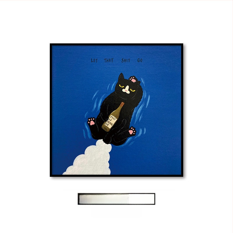 Холна висяща картина с карикатура, сладка карикатура, забавни инсайдове с животни, котка, детска стая, спалня, декоративен стенопис.