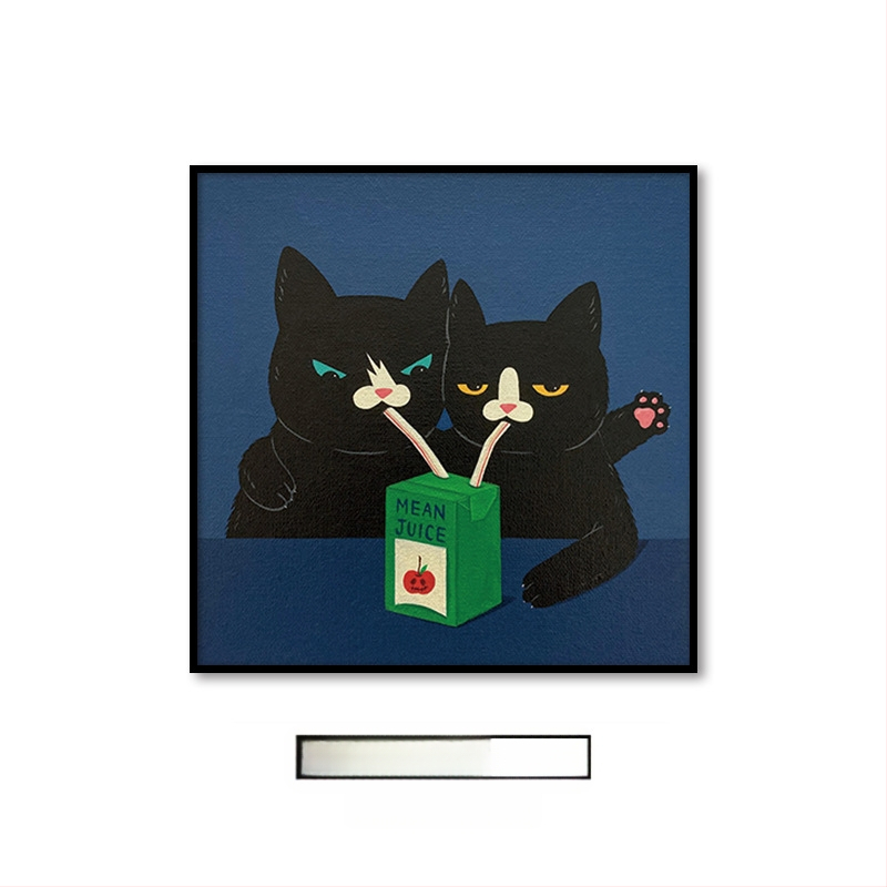 Холна висяща картина с карикатура, сладка карикатура, забавни инсайдове с животни, котка, детска стая, спалня, декоративен стенопис.