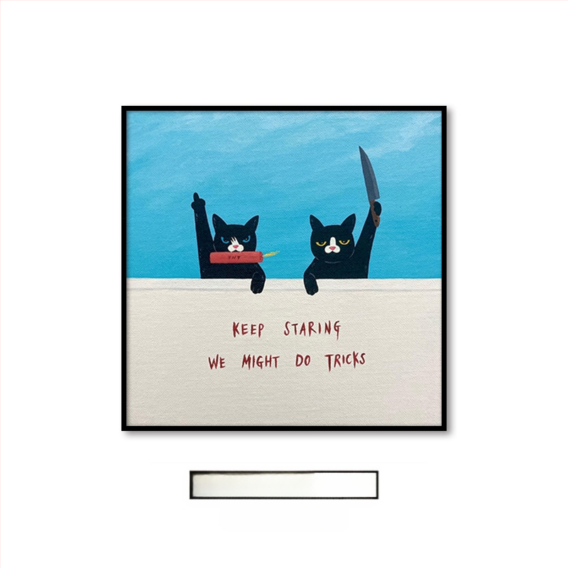 Холна висяща картина с карикатура, сладка карикатура, забавни инсайдове с животни, котка, детска стая, спалня, декоративен стенопис.
