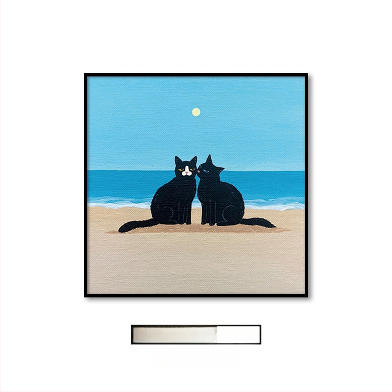 Холна висяща картина с карикатура, сладка карикатура, забавни инсайдове с животни, котка, детска стая, спалня, декоративен стенопис.