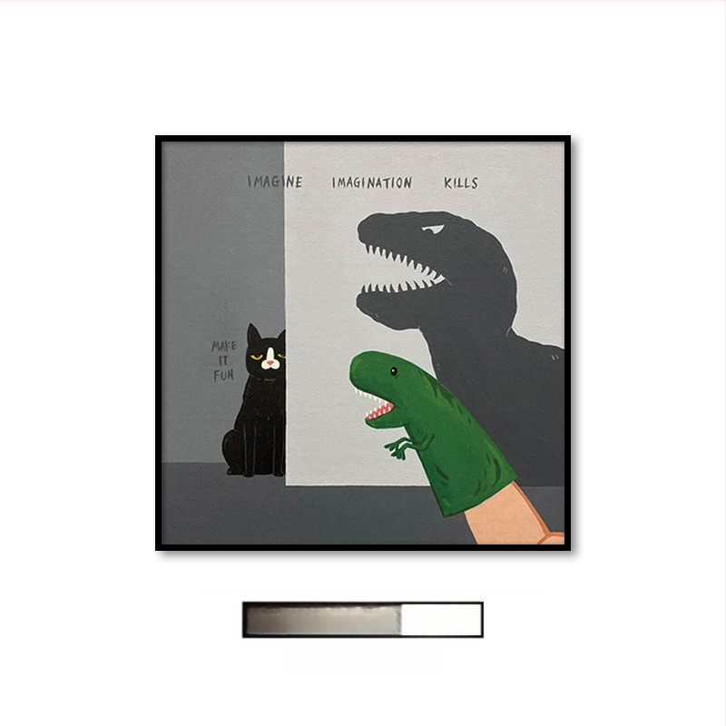 Холна висяща картина с карикатура, сладка карикатура, забавни инсайдове с животни, котка, детска стая, спалня, декоративен стенопис.