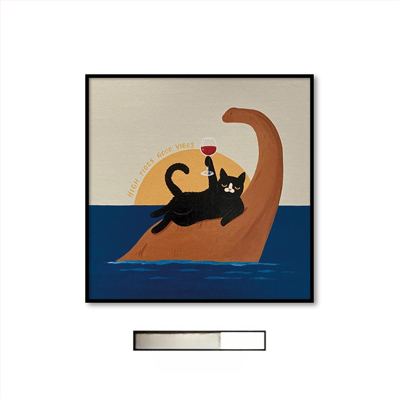 Холна висяща картина с карикатура, сладка карикатура, забавни инсайдове с животни, котка, детска стая, спалня, декоративен стенопис.