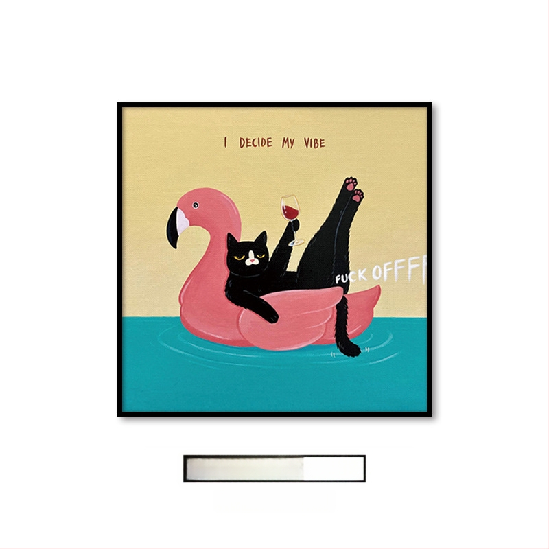 Холна висяща картина с карикатура, сладка карикатура, забавни инсайдове с животни, котка, детска стая, спалня, декоративен стенопис.