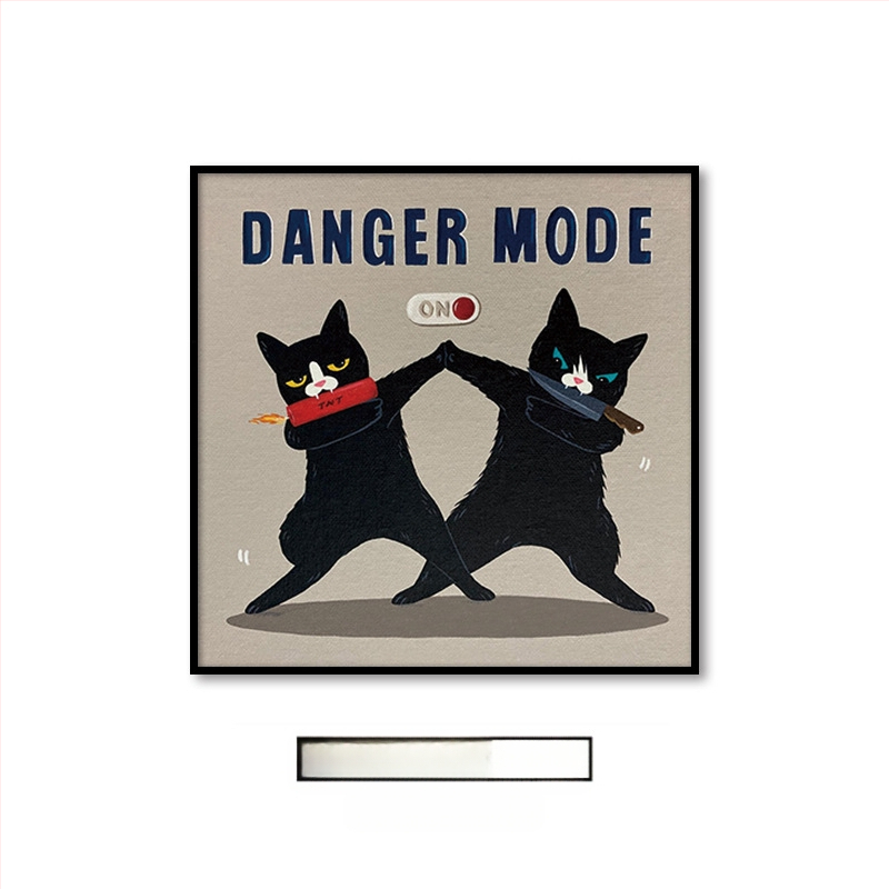 Холна висяща картина с карикатура, сладка карикатура, забавни инсайдове с животни, котка, детска стая, спалня, декоративен стенопис.