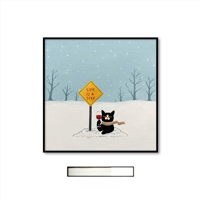 Холна висяща картина с карикатура, сладка карикатура, забавни инсайдове с животни, котка, детска стая, спалня, декоративен стенопис.