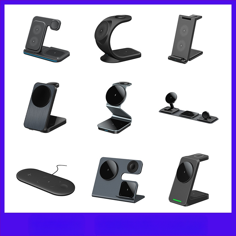 Pārrobežu trīs vienā magnētiskais bezvadu lādētāja galda kronšteins Apple bezvadu uzlādei biznesa dāvanu pielāgošanai