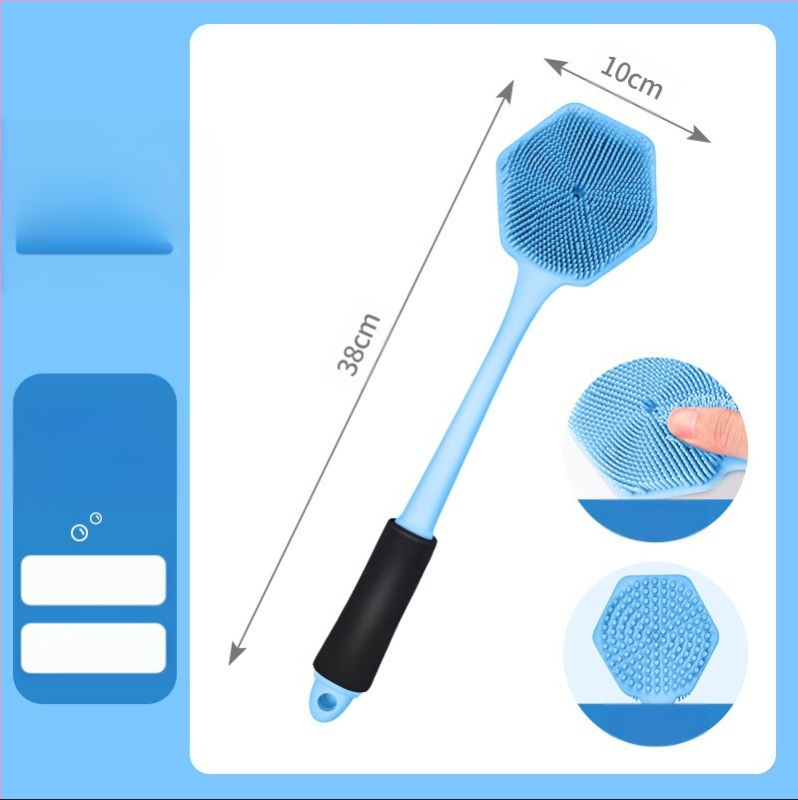 Piiriülene silikoonist pika varrega vannihari puhastus- ja massaaži jaoks, laisk vannihari, selja artefakt, vannitoa kahepoolne vannihari, hulgimüük