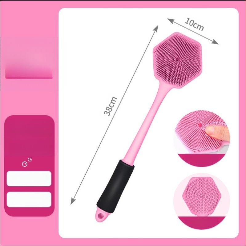 Piiriülene silikoonist pika varrega vannihari puhastus- ja massaaži jaoks, laisk vannihari, selja artefakt, vannitoa kahepoolne vannihari, hulgimüük