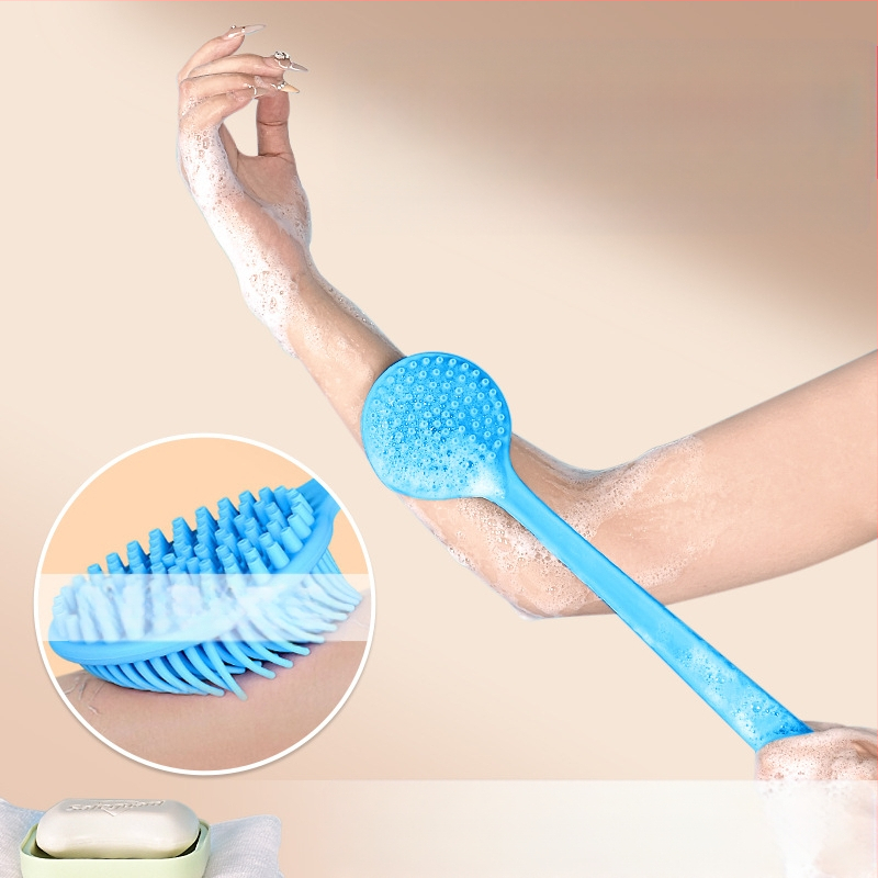 Piiriülene silikoonist pika varrega vannihari puhastus- ja massaaži jaoks, laisk vannihari, selja artefakt, vannitoa kahepoolne vannihari, hulgimüük