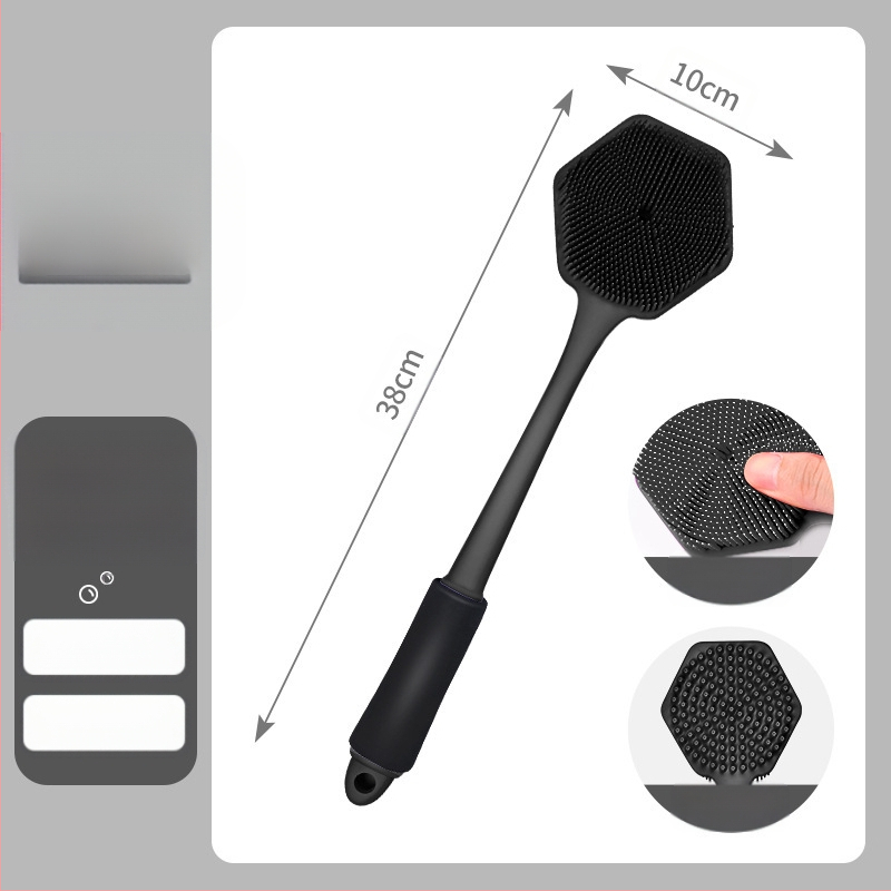 Piiriülene silikoonist pika varrega vannihari puhastus- ja massaaži jaoks, laisk vannihari, selja artefakt, vannitoa kahepoolne vannihari, hulgimüük