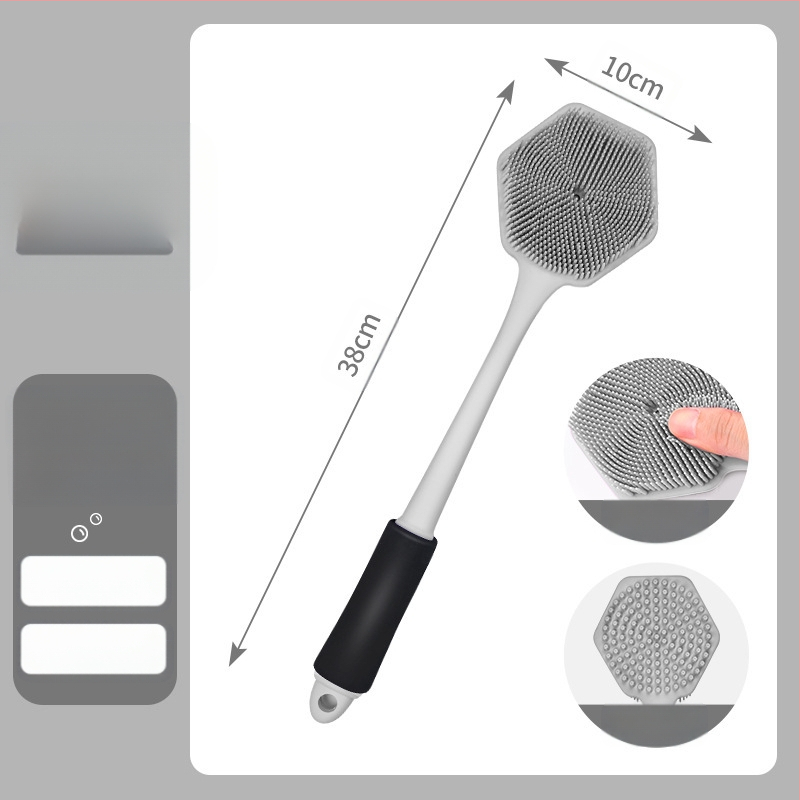 Piiriülene silikoonist pika varrega vannihari puhastus- ja massaaži jaoks, laisk vannihari, selja artefakt, vannitoa kahepoolne vannihari, hulgimüük