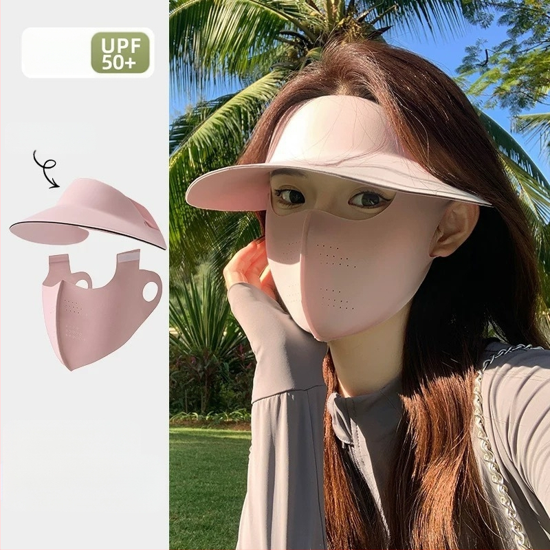 Täisnäo päikesekaitsekreem suvine UV-kaitsega naiste näole Gini päikesevari müts integreeritud kaelakaitse jääsiidist hingav mask