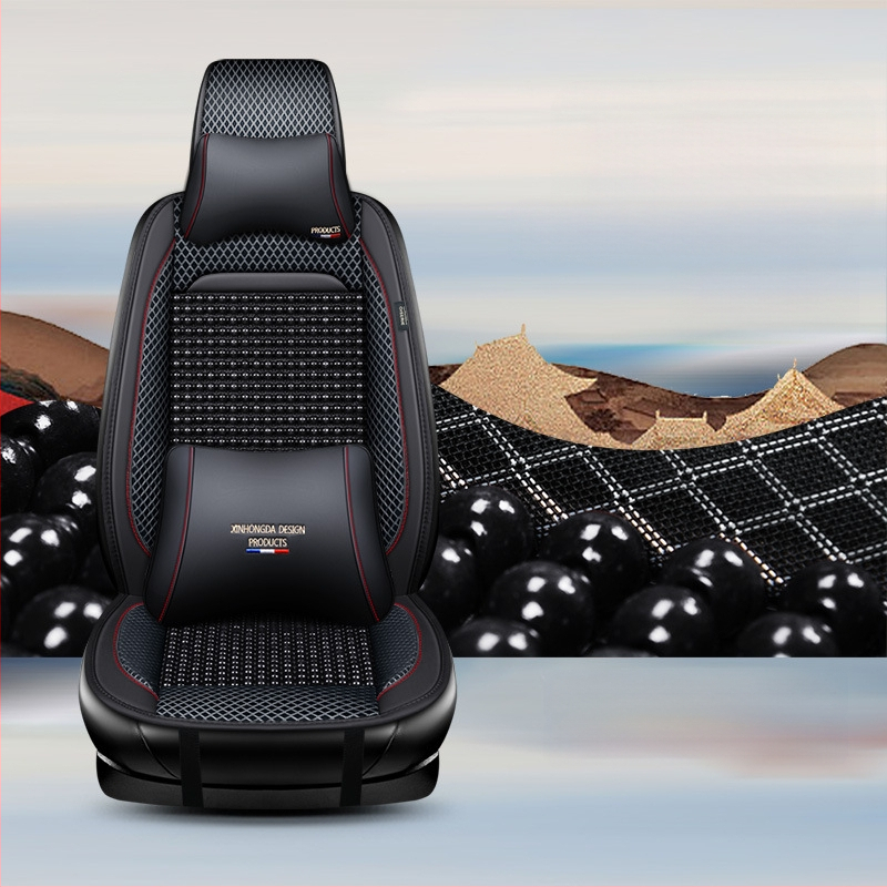 Puidust helmestega autoistmepadi, poolpakk suvist üheosalist, Four Seasons universaalne ventilatsiooniga hingav suvine jahe padi helmestega istmepadi