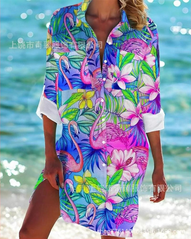 Ārējās tirdzniecības pārrobežu 2025. gada pavasaris un vasara. Jaunā Amazon neatkarīgās stacijas vislabāk pārdotā piejūras kūrorta stila krekls ar garām piedurknēm un atloku.