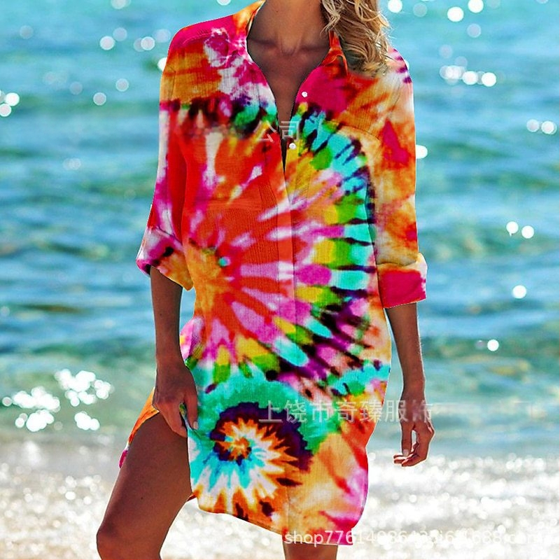 Ārējās tirdzniecības pārrobežu 2025. gada pavasaris un vasara. Jaunā Amazon neatkarīgās stacijas vislabāk pārdotā piejūras kūrorta stila krekls ar garām piedurknēm un atloku.