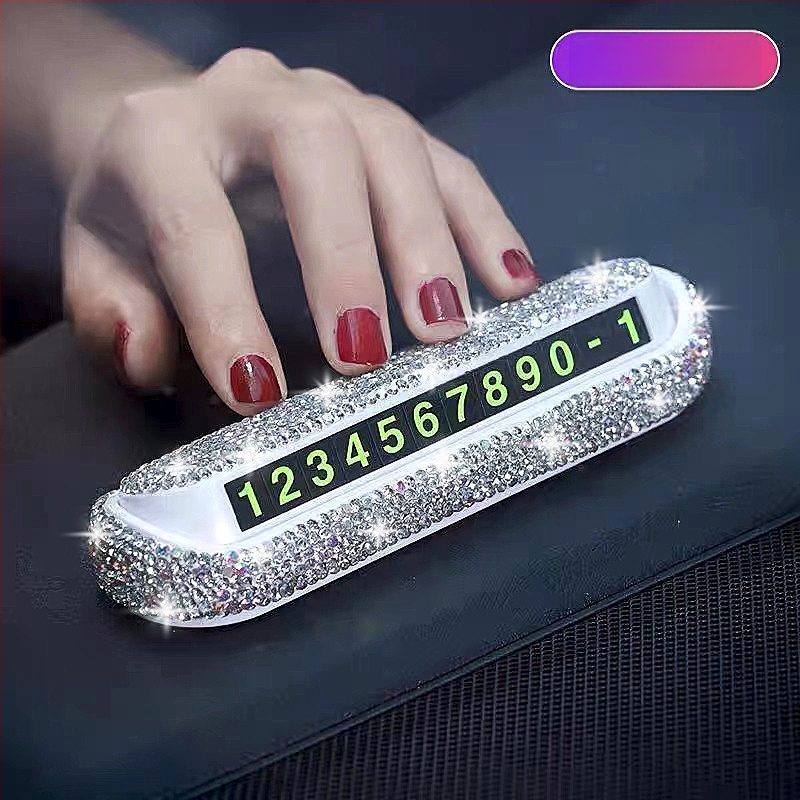 Богиня, блестяща диамантена временна табела за паркиране на кола, 2025 г., нов модел табела с телефонен номер, монтирана в кола, интернет знаменитост, движеща се, номер на кола, орнамент