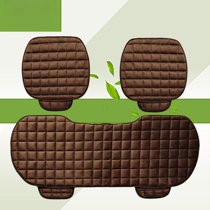 Talvine autoistmepadi ilma seljatoeta, ruudukujuline tikitud pehme, paelteta, soe kolmeosaline esi- ja tagarea ühe istmepadi