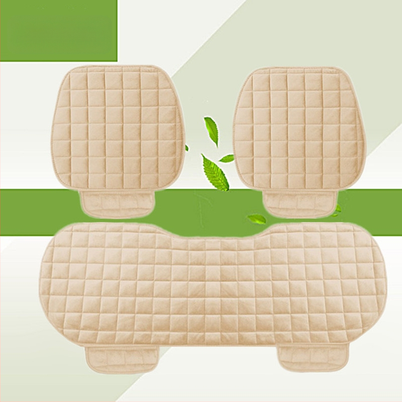 Talvine autoistmepadi ilma seljatoeta, ruudukujuline tikitud pehme, paelteta, soe kolmeosaline esi- ja tagarea ühe istmepadi