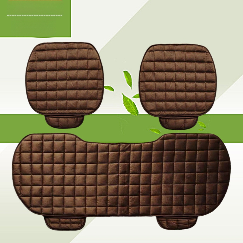 Talvine autoistmepadi ilma seljatoeta, ruudukujuline tikitud pehme, paelteta, soe kolmeosaline esi- ja tagarea ühe istmepadi